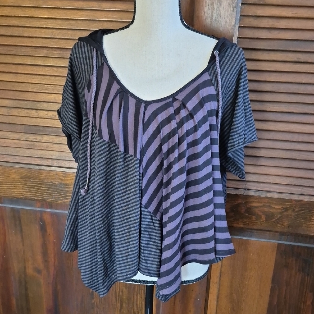 Free People Hooded Short Sleeve Top